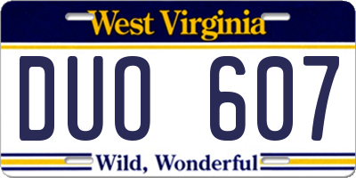 WV license plate DUO607