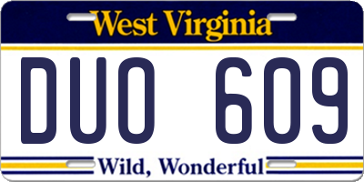 WV license plate DUO609