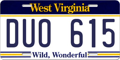 WV license plate DUO615