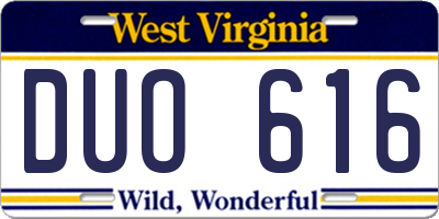 WV license plate DUO616