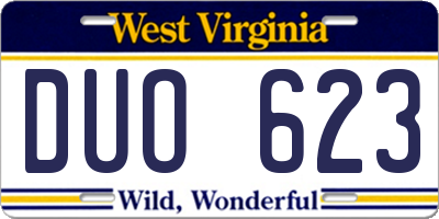 WV license plate DUO623