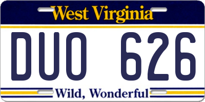 WV license plate DUO626