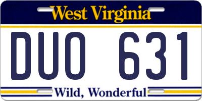WV license plate DUO631