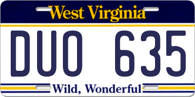 WV license plate DUO635