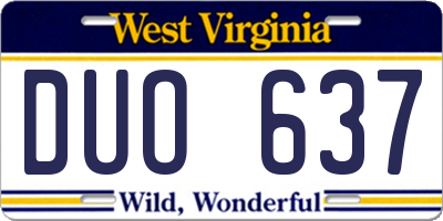 WV license plate DUO637