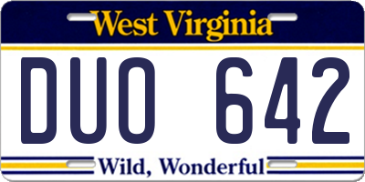 WV license plate DUO642