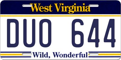 WV license plate DUO644