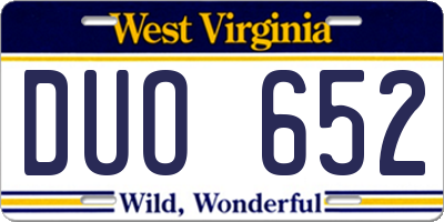WV license plate DUO652