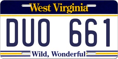 WV license plate DUO661
