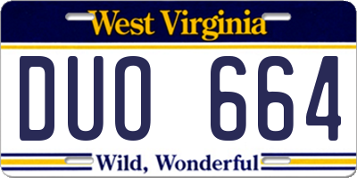 WV license plate DUO664