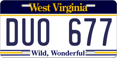 WV license plate DUO677