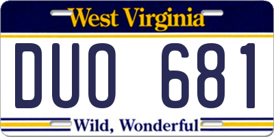 WV license plate DUO681