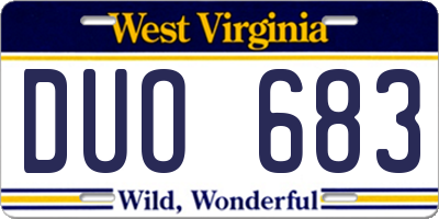 WV license plate DUO683