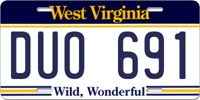 WV license plate DUO691
