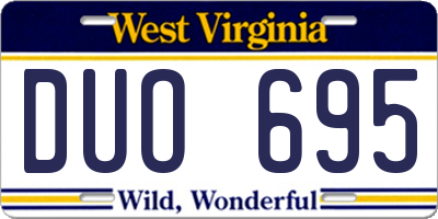 WV license plate DUO695