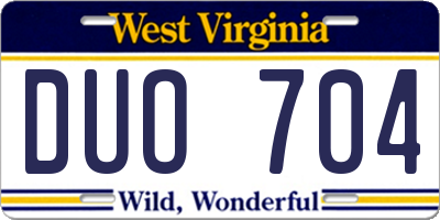 WV license plate DUO704