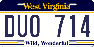 WV license plate DUO714