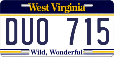 WV license plate DUO715