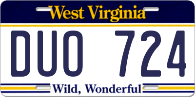 WV license plate DUO724