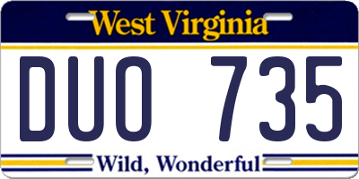 WV license plate DUO735