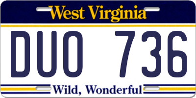 WV license plate DUO736