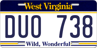 WV license plate DUO738