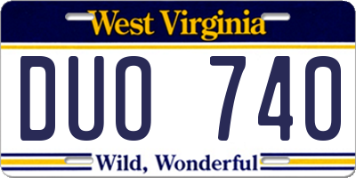 WV license plate DUO740
