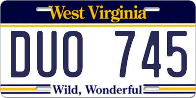 WV license plate DUO745