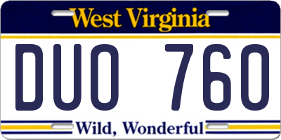 WV license plate DUO760