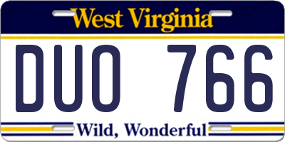 WV license plate DUO766