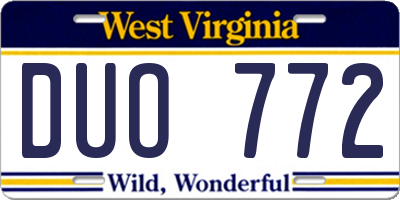 WV license plate DUO772