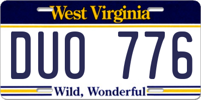 WV license plate DUO776