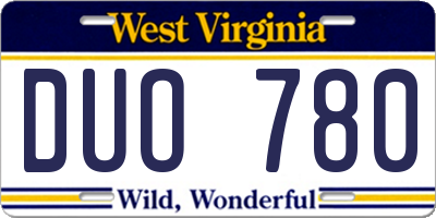 WV license plate DUO780