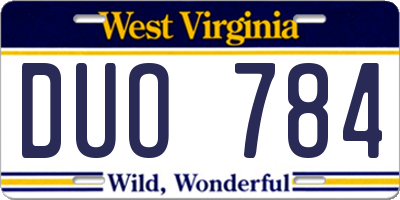 WV license plate DUO784