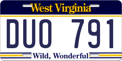 WV license plate DUO791