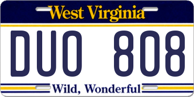 WV license plate DUO808