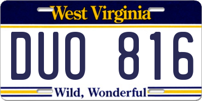 WV license plate DUO816