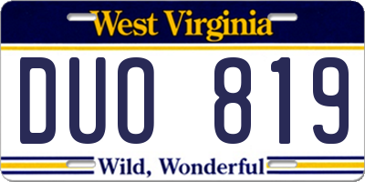 WV license plate DUO819