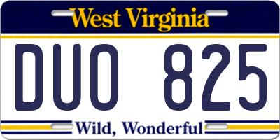 WV license plate DUO825
