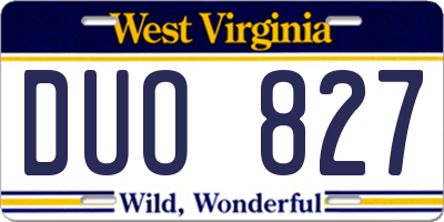 WV license plate DUO827
