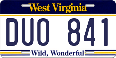 WV license plate DUO841