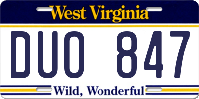 WV license plate DUO847