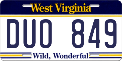 WV license plate DUO849