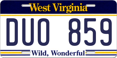 WV license plate DUO859