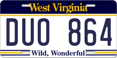 WV license plate DUO864