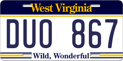 WV license plate DUO867