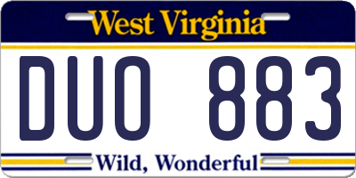 WV license plate DUO883
