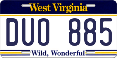 WV license plate DUO885