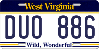 WV license plate DUO886