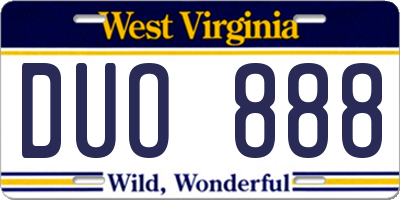 WV license plate DUO888